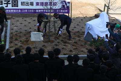 顧問で監督の福村先生と校長先生も植樹に参加しました