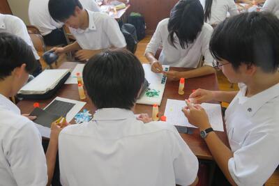 姫商,文化祭,モザイクアート,全学年,共同作業