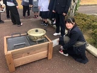 姫路商業,防災ベンチ,防災かまど,炊き出し,地域防災