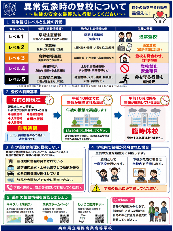 姫路商業,異常気象時,安心,安全
