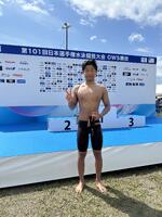 5km完泳直後の一歩